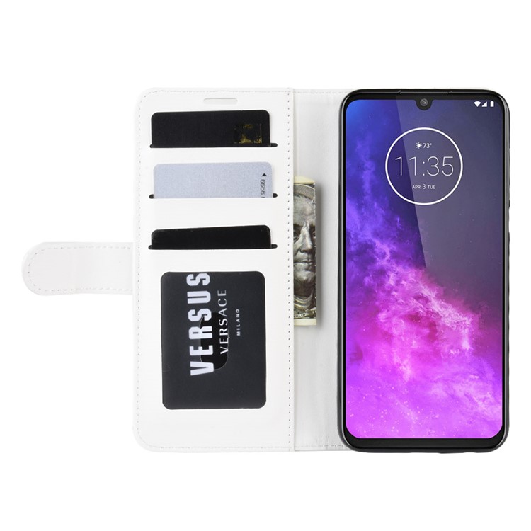 Crazy Horse Wallet Leather Stand Case for Motorola One Zoom - White-7