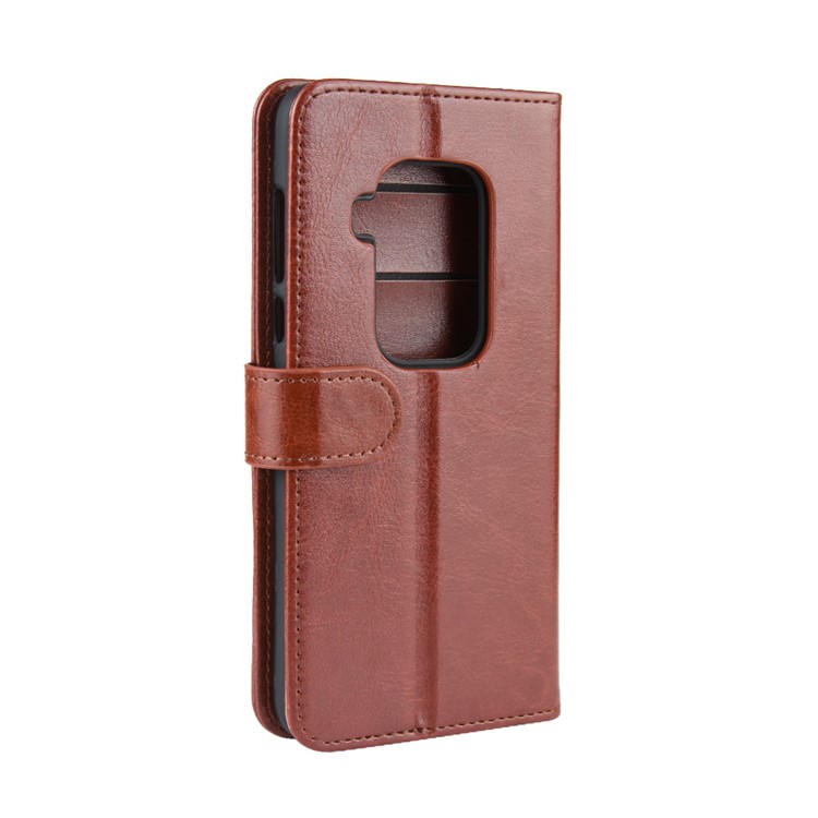 Crazy Horse Wallet Leather Stand Case for Motorola One Zoom - Brown-4