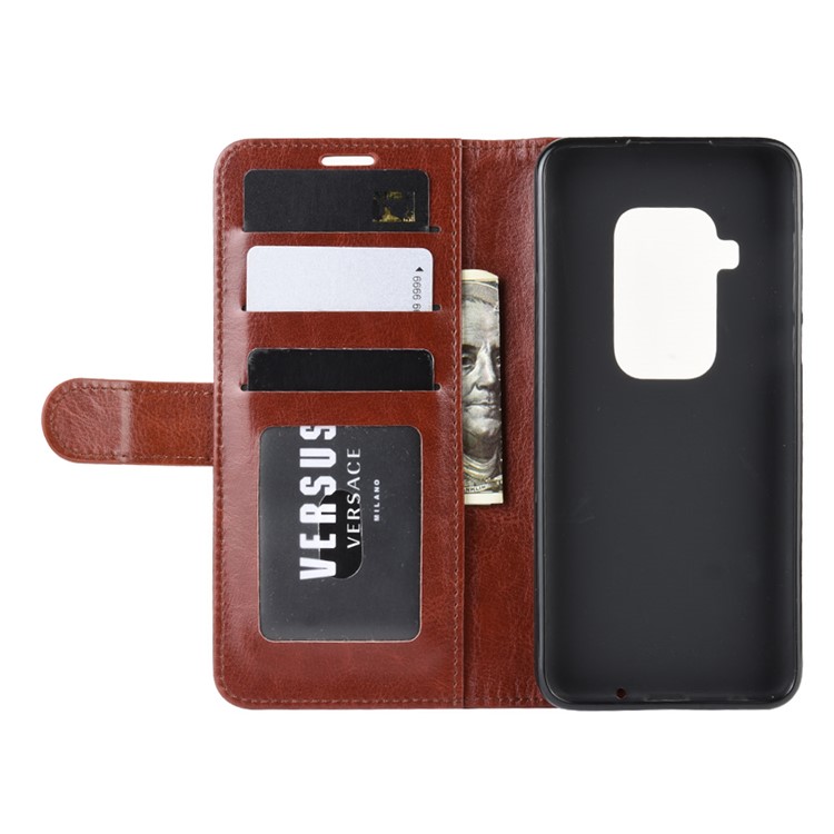 Crazy Horse Wallet Leather Stand Case for Motorola One Zoom - Brown-6