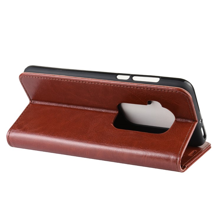 Crazy Horse Wallet Leather Stand Case for Motorola One Zoom - Brown-8