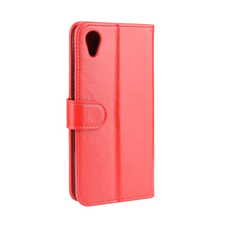 Crazy Horse Leather Wallet Case for Motorola Moto E6 - Red-4