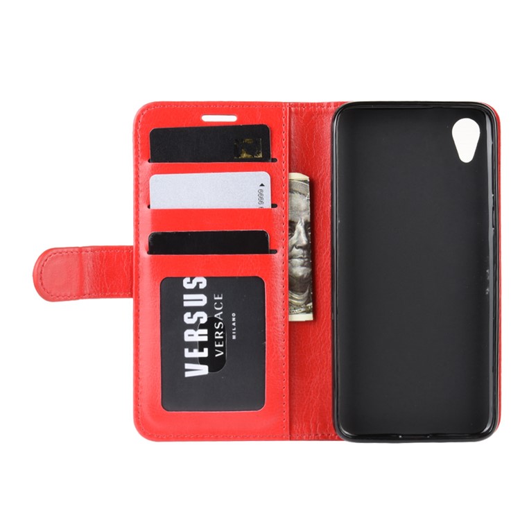 Crazy Horse Leather Wallet Case for Motorola Moto E6 - Red-6
