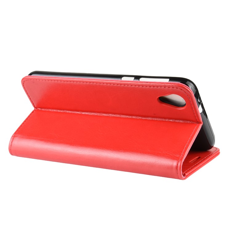Crazy Horse Leather Wallet Case for Motorola Moto E6 - Red-8