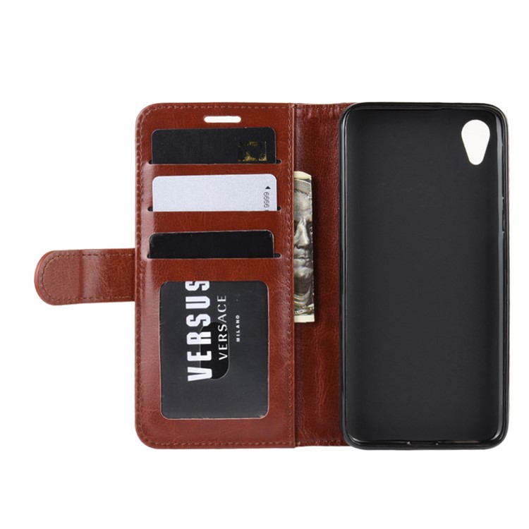 Crazy Horse Leather Wallet Case for Motorola Moto E6 - Brown-6