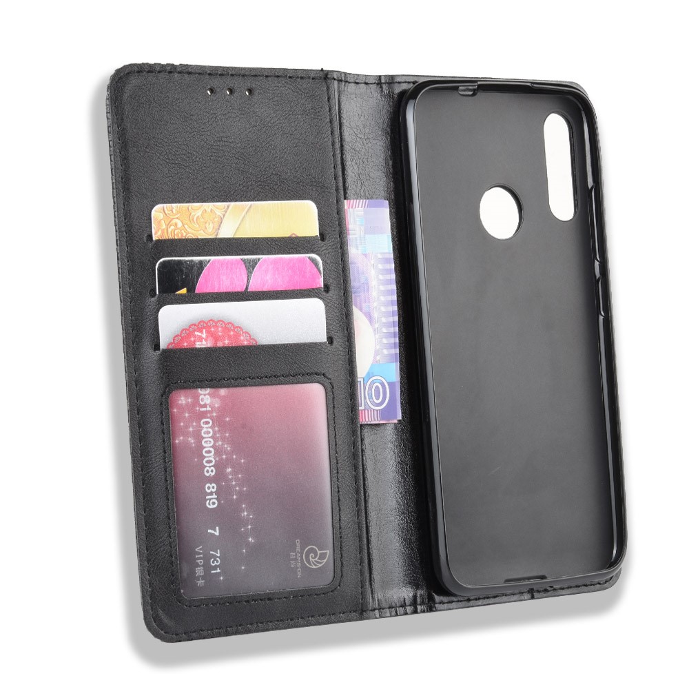 Retro Style Flip Leather Wallet Stand Protective Case for Motorola Moto E6 Plus/E6s - Black-3