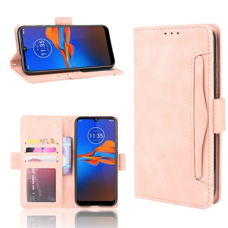Multiple Card Slots Stand Wallet Leather Phone Shell Casing for Motorola Moto E6 Plus / E6s - Rose Gold-1