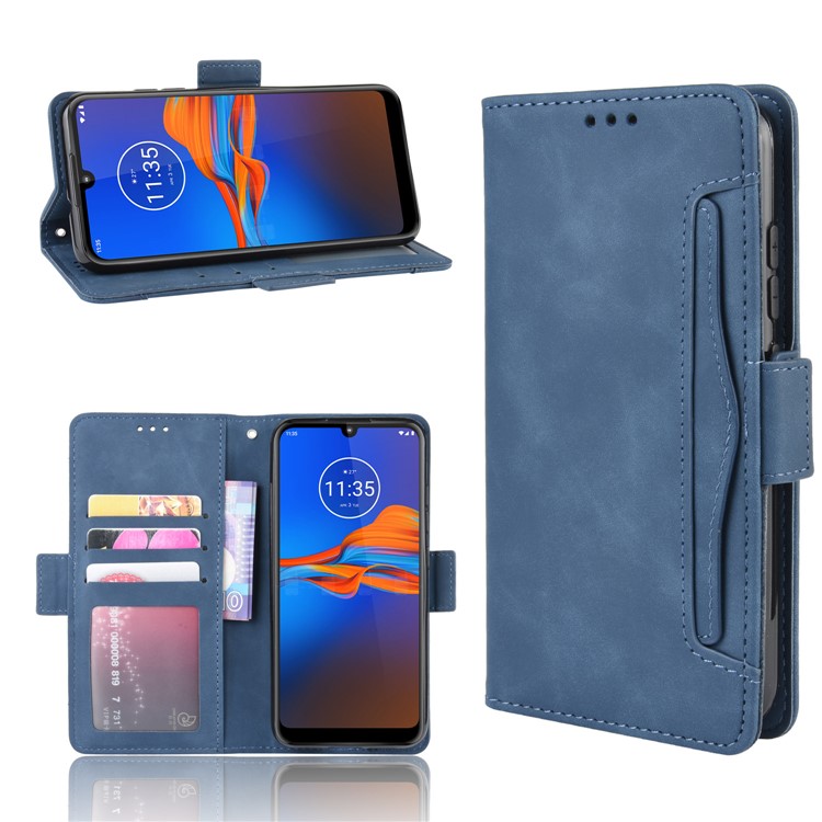 Multiple Card Slots Stand Wallet Leather Phone Shell Casing for Motorola Moto E6 Plus / E6s - Blue-1