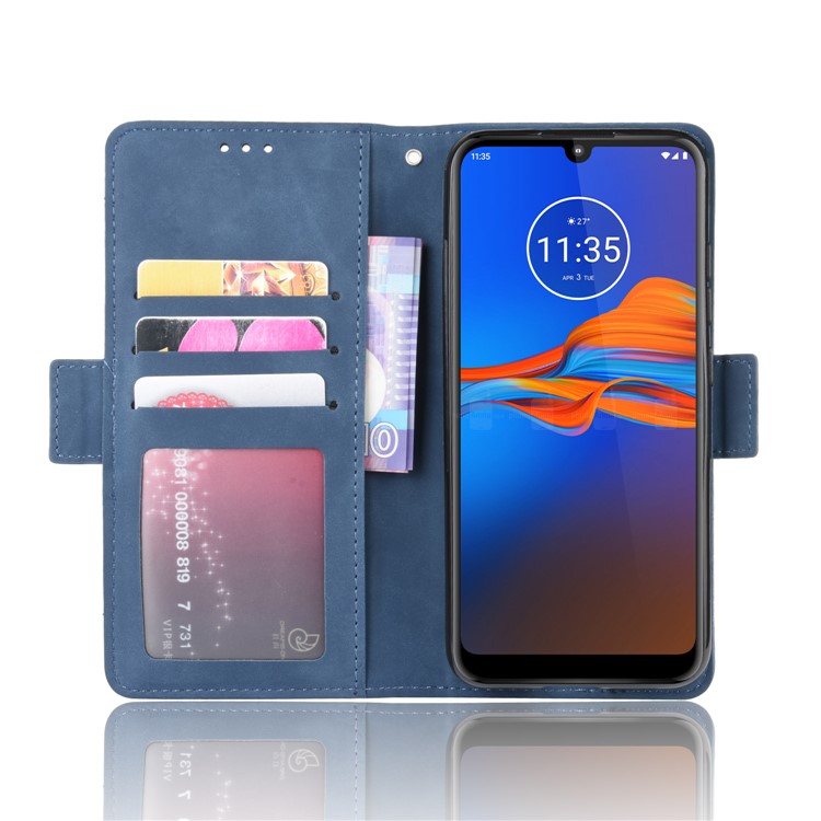 Multiple Card Slots Stand Wallet Leather Phone Shell Casing for Motorola Moto E6 Plus / E6s - Blue-4