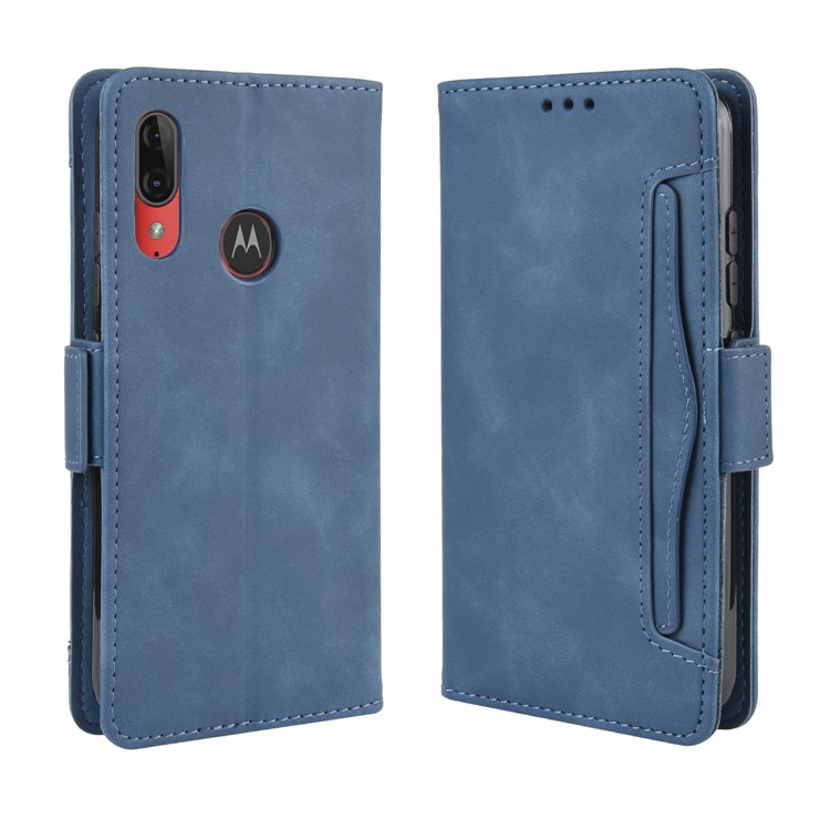 Multiple Card Slots Stand Wallet Leather Phone Shell Casing for Motorola Moto E6 Plus / E6s - Blue-7