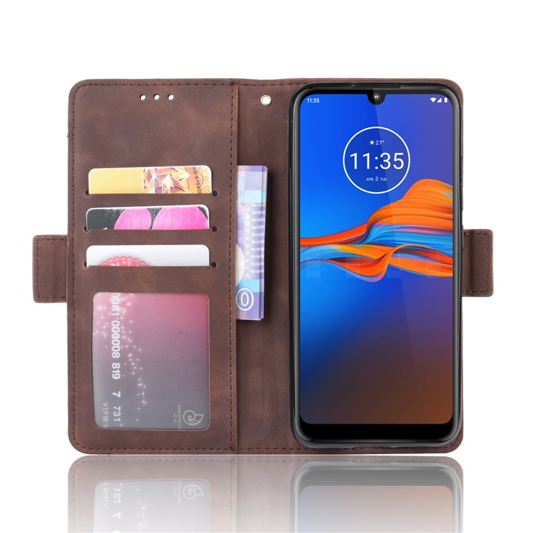 Multiple Card Slots Stand Wallet Leather Phone Shell Casing for Motorola Moto E6 Plus / E6s - Brown-4