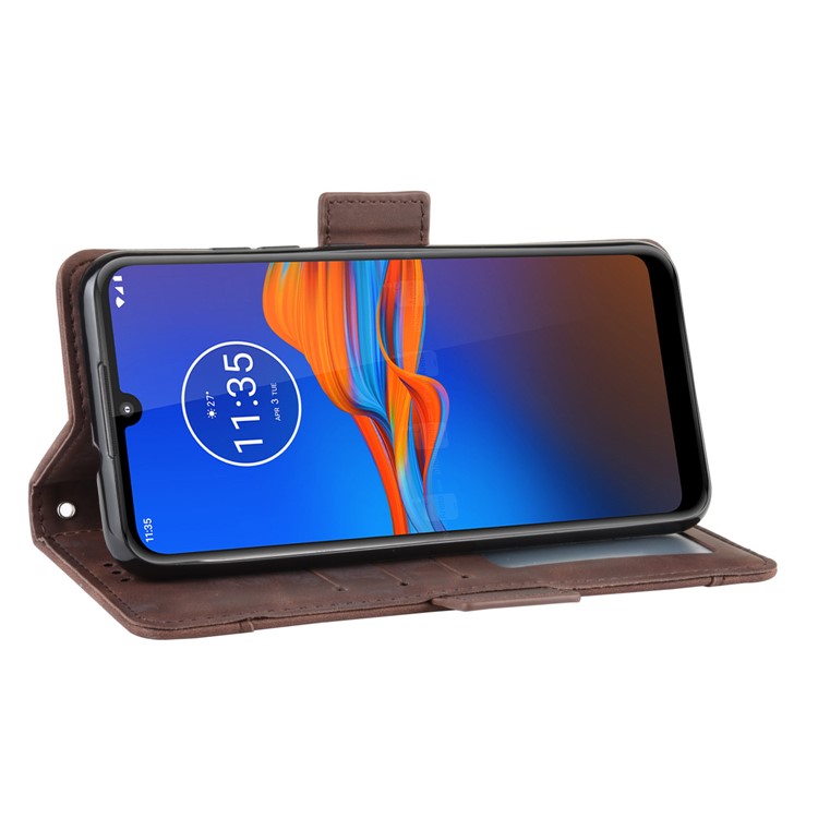 Multiple Card Slots Stand Wallet Leather Phone Shell Casing for Motorola Moto E6 Plus / E6s - Brown-5