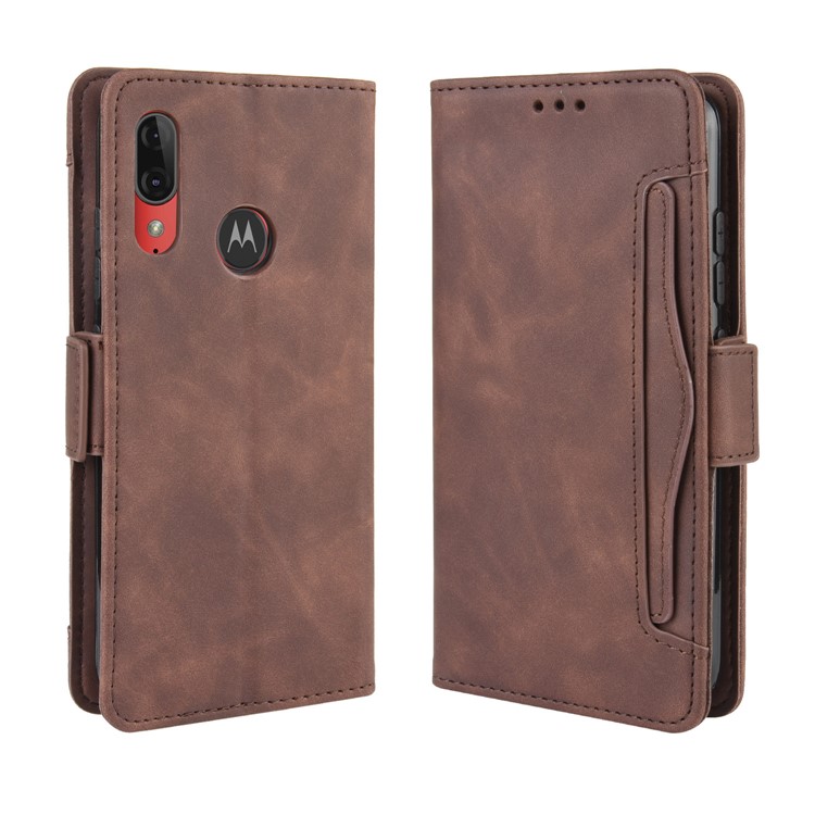 Multiple Card Slots Stand Wallet Leather Phone Shell Casing for Motorola Moto E6 Plus / E6s - Brown-7