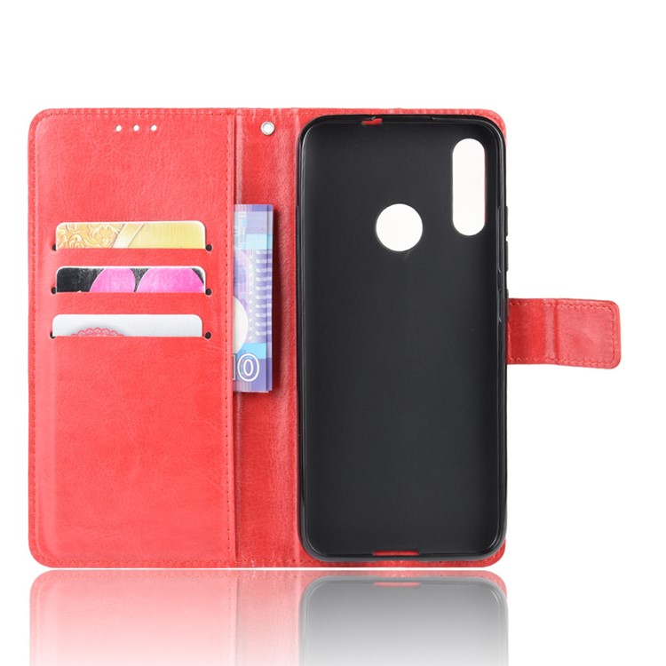 Crazy Horse Skin Leather Wallet Phone Case for Motorola Moto E6 Plus / E6s - Red-3