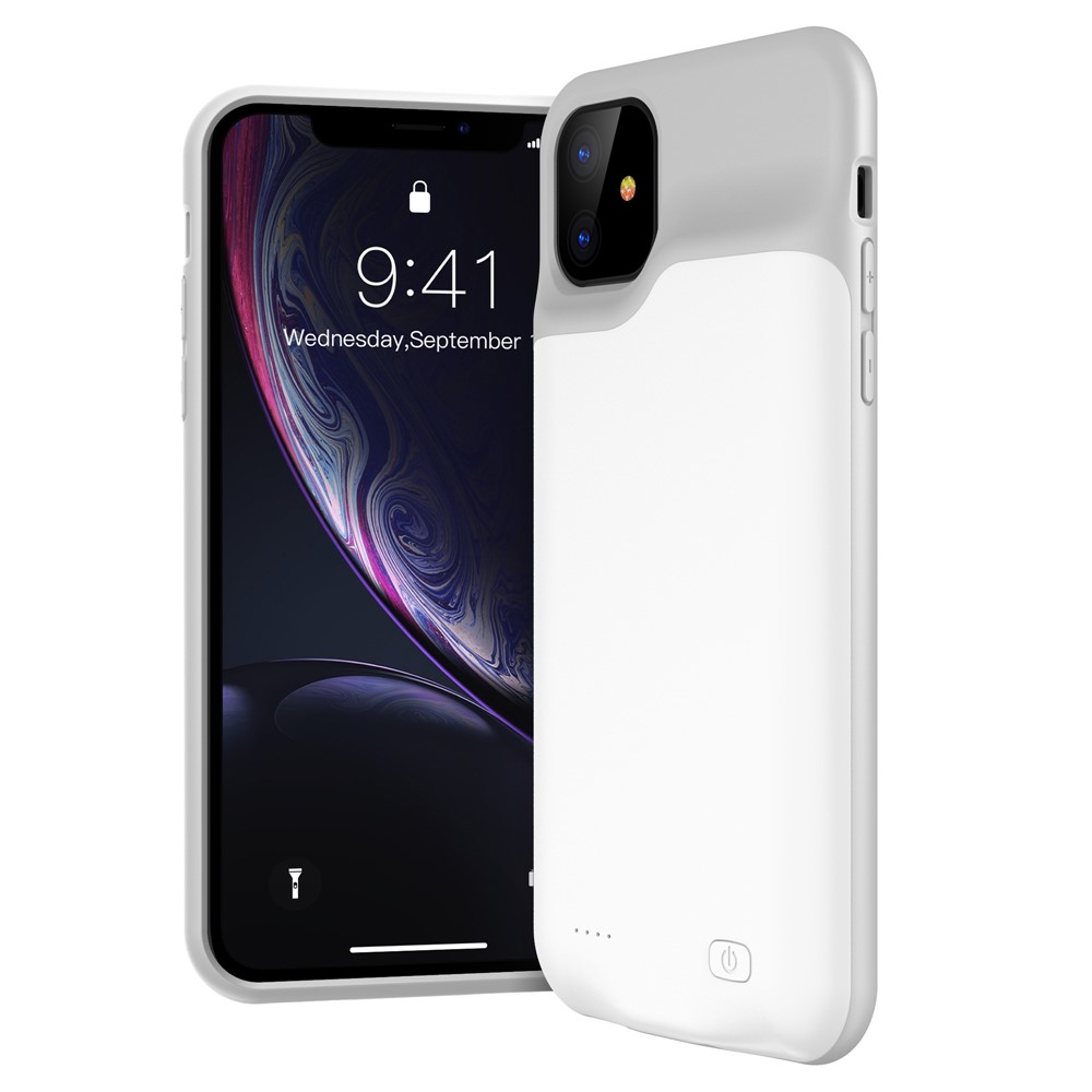For Apple iPhone 11 6.1 inch 6000mAh Power Bank Charging Case - White/Grey-2