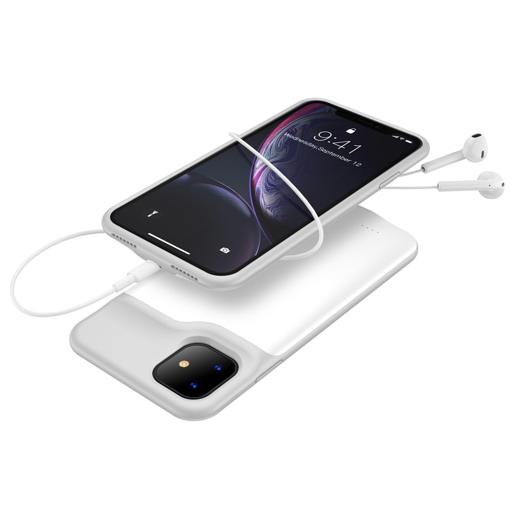For Apple iPhone 11 6.1 inch 6000mAh Power Bank Charging Case - White/Grey-5