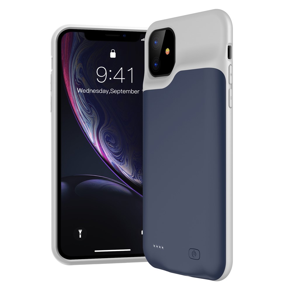 Para Apple IPhone 11 6.1 Polegadas Caso 6000mAh Banco De Potência De Carga - Azul Escuro / Cinzento-2