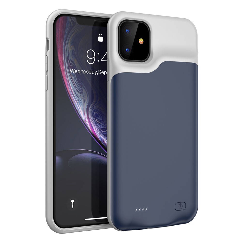 Para Apple IPhone 11 6.1 Polegadas Caso 6000mAh Banco De Potência De Carga - Azul Escuro / Cinzento-4