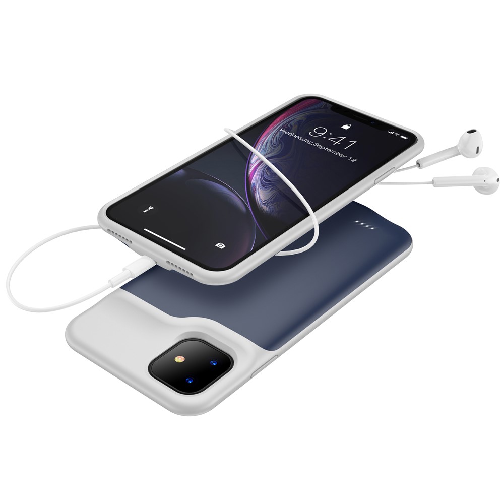 Para Apple IPhone 11 6.1 Polegadas Caso 6000mAh Banco De Potência De Carga - Azul Escuro / Cinzento-5