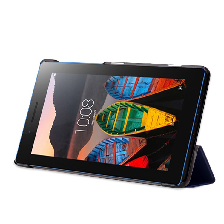 Tri-fold Leather Smart Cover for Lenovo Tab3 7 Essential 710F 710I - Dark Blue-4