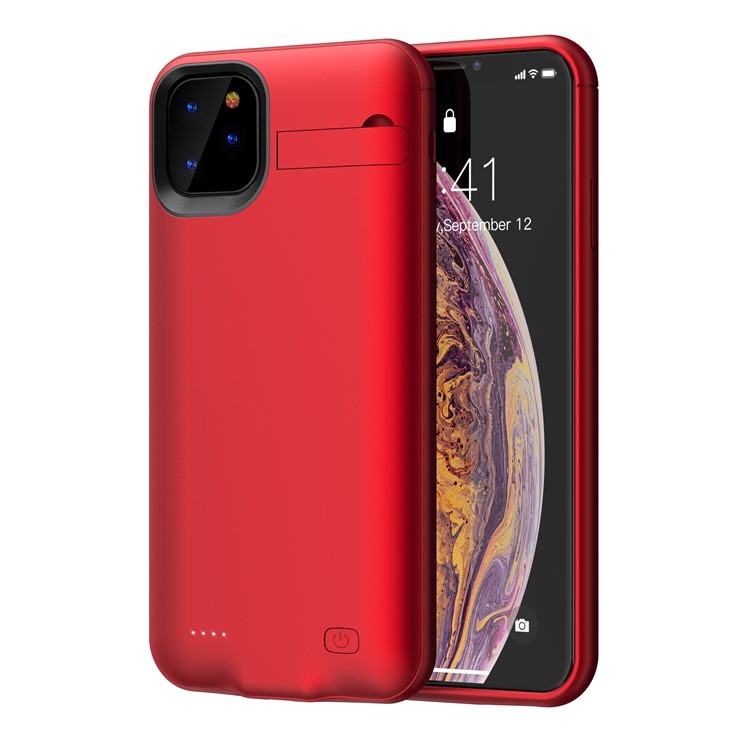 4200mAh Full Protection Battery Charging Case with Kickstand for iPhone 11 Pro 5.8 inch - Red-2