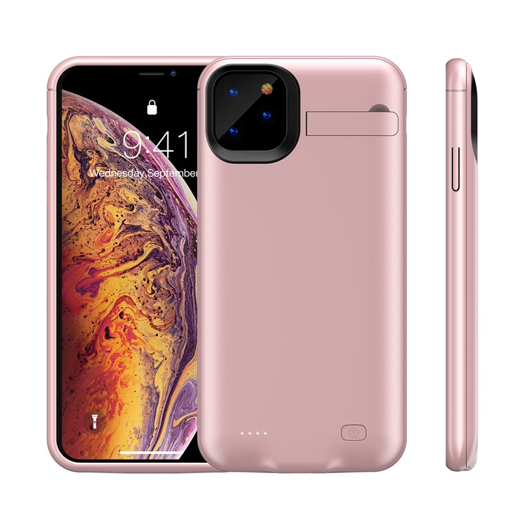 4200mAh Full Protection Battery Charging Case with Kickstand for iPhone 11 Pro 5.8 inch - Rose Gold-1
