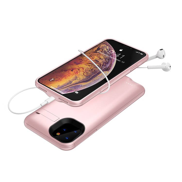 4200mAh Full Protection Battery Charging Case with Kickstand for iPhone 11 Pro 5.8 inch - Rose Gold-4