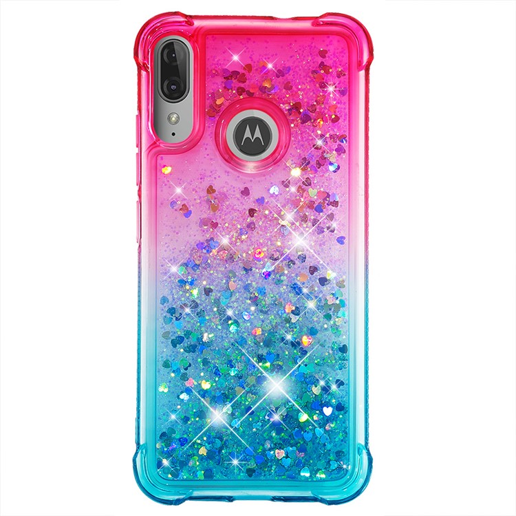 Gradient Glitter Quicksand TPU Telefongehäuse Für Motorola Moto E6 Plus / E6s (2019) - Rosa / Himmel Blau-2