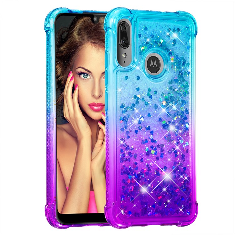 Gradient Glitter Quicksand TPU Phone Casing for Motorola Moto E6 Plus/E6s (2019) - Sky Blue/Purple-3