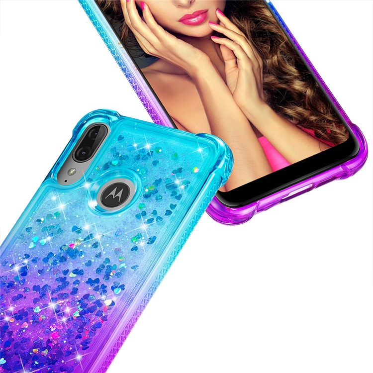 Gradient Glitter Quicksand TPU Phone Casing for Motorola Moto E6 Plus/E6s (2019) - Sky Blue/Purple-4