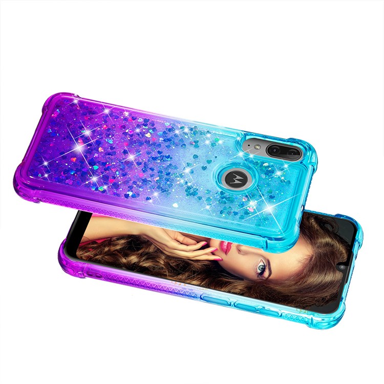 Gradient Glitter Quicksand TPU Phone Casing for Motorola Moto E6 Plus/E6s (2019) - Sky Blue/Purple-5