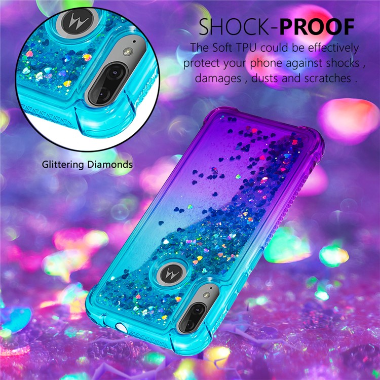 Gradient Glitter Quicksand TPU Phone Casing for Motorola Moto E6 Plus/E6s (2019) - Sky Blue/Purple-6