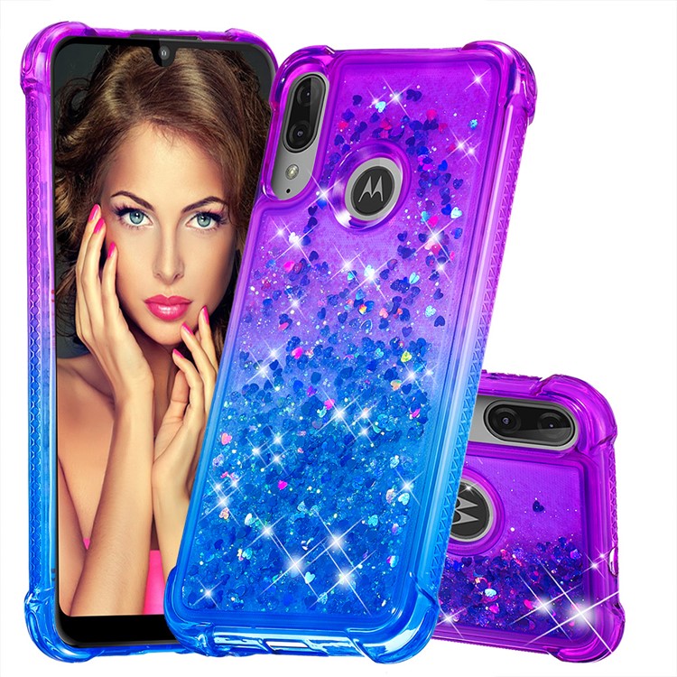Gradient Glitter Quicksand TPU Phone Casing for Motorola Moto E6 Plus/E6s (2019) - Purple/Blue-1