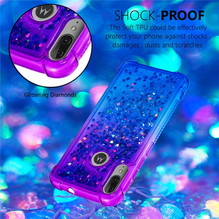 Gradient Glitter Quicksand TPU Phone Casing for Motorola Moto E6 Plus/E6s (2019) - Purple/Blue-6