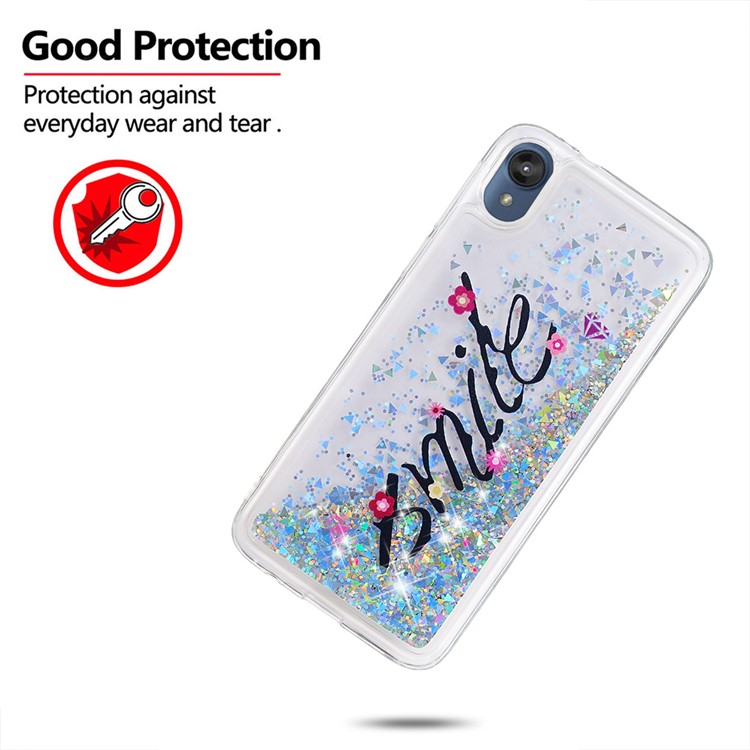 Dynamic Glitter Powder Sequins TPU Case for Motorola Moto E6 - SMILE Pattern-4