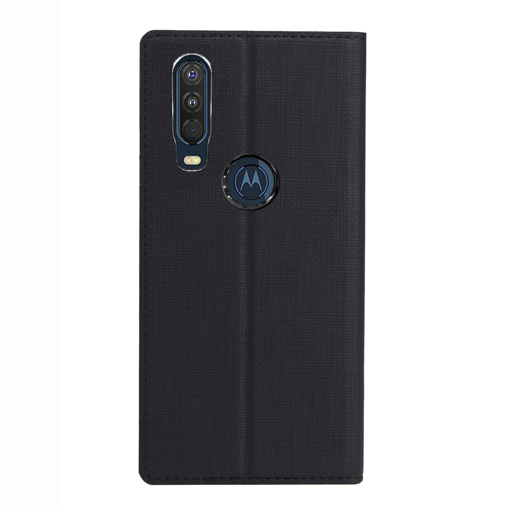 For Motorola One Action VILI DMX Cross Style Leather Stand Shell - Black-4