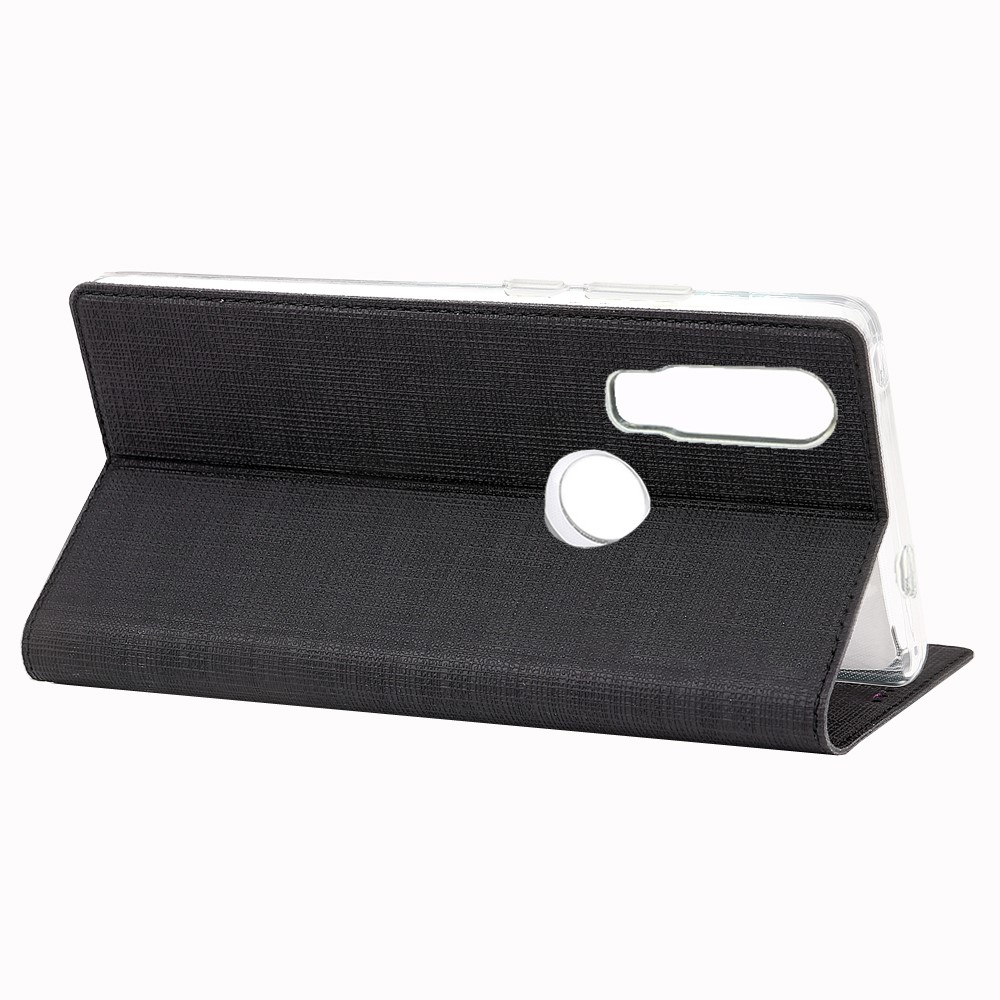 For Motorola One Action VILI DMX Cross Style Leather Stand Shell - Black-7