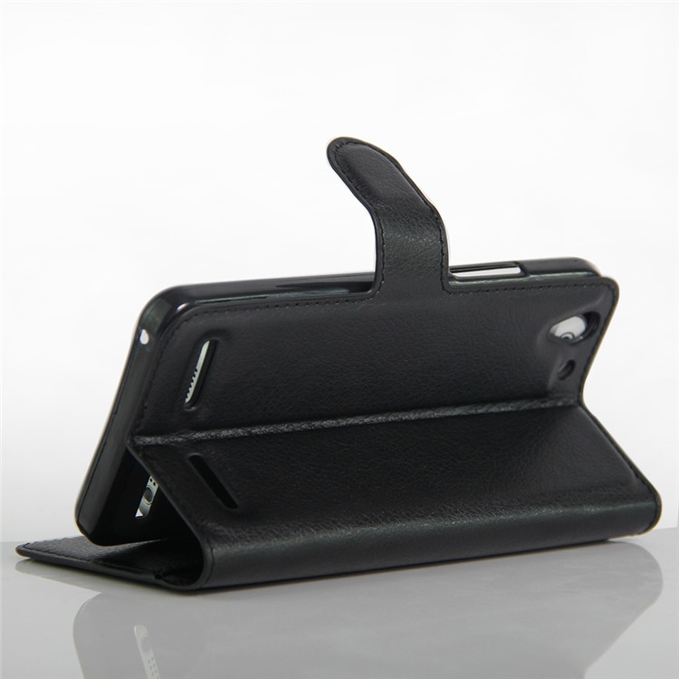 Litchi Grain Leather Wallet Flip Cover for Lenovo Vibe K5 - Black-3