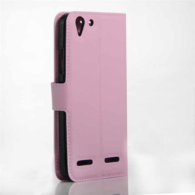 Litchi Grain Leather Stand Flip Case for Lenovo Vibe K5 - Pink-2