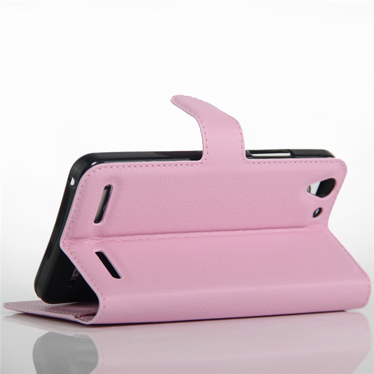 Litchi Grain Leather Stand Flip Case for Lenovo Vibe K5 - Pink-3