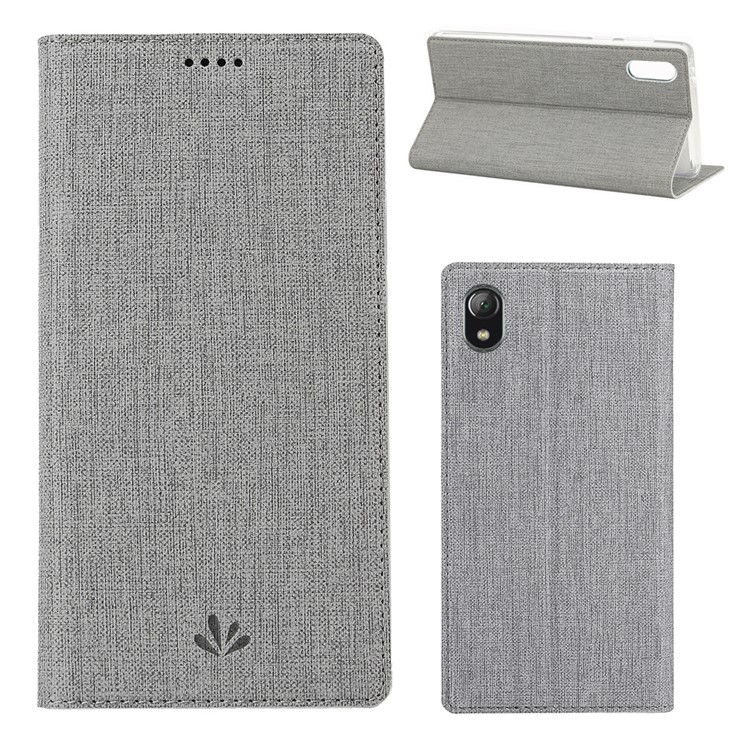 VILI DMX Cross Texture Stand Leather Card Holder Case Phone Shell for Motorola Moto E6 - Grey-1