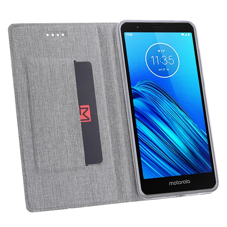 VILI DMX Cross Texture Stand Leather Card Holder Case Phone Shell for Motorola Moto E6 - Grey-11