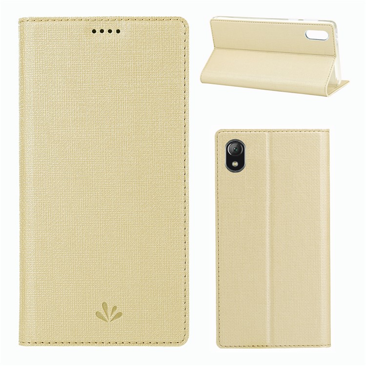 VILI DMX Cross Texture Stand Leather Card Holder Case Phone Shell for Motorola Moto E6 - Gold-1