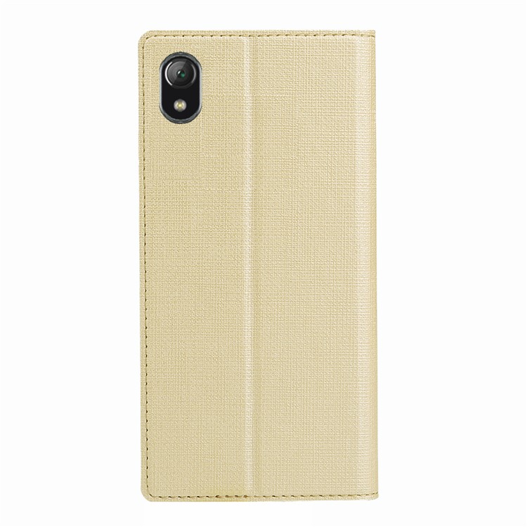 VILI DMX Cross Texture Stand Leather Card Holder Case Phone Shell for Motorola Moto E6 - Gold-4
