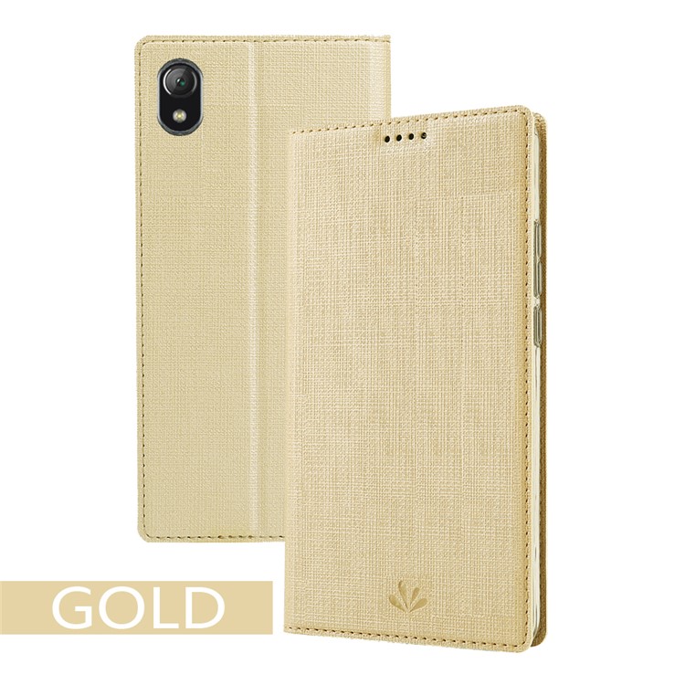 VILI DMX Cross Texture Stand Leather Card Holder Case Phone Shell for Motorola Moto E6 - Gold-6