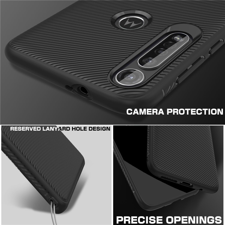 Jazz Series Twill Texture Soft TPU Back Casing for Motorola Moto G8 Plus - Black-4