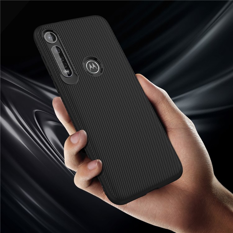 Jazz Series Twill Texture Soft TPU Back Casing for Motorola Moto G8 Plus - Black-5