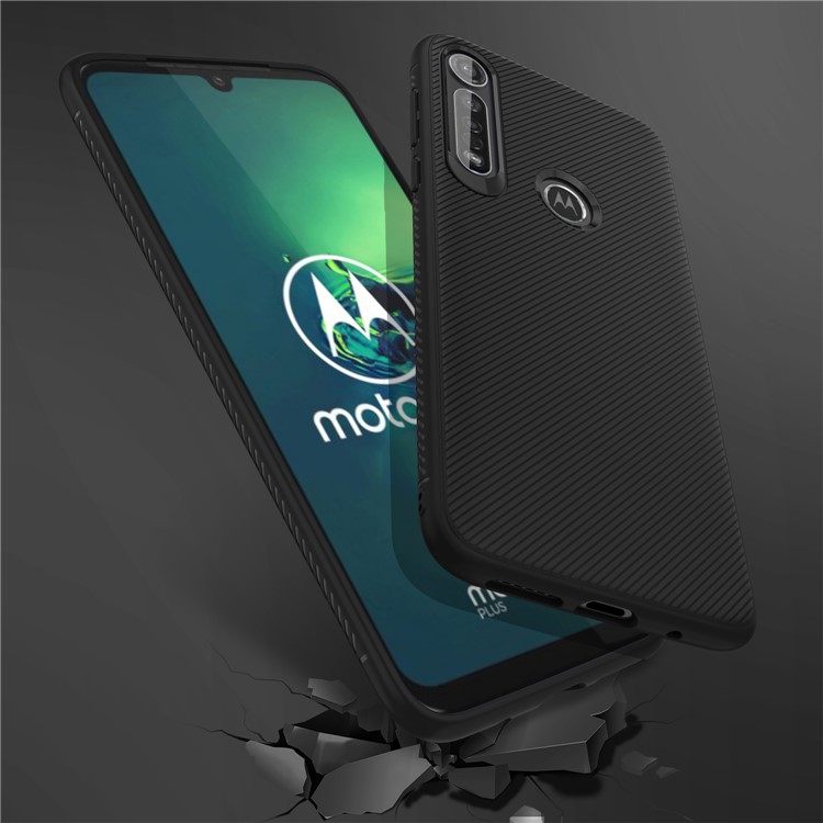 Jazz Series Twill Texture Soft TPU Back Casing for Motorola Moto G8 Plus - Black-6