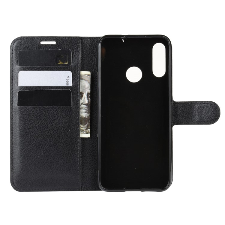 Litchi Grain Wallet Leather Phone Shell for Motorola Moto E6 Plus - Black-5