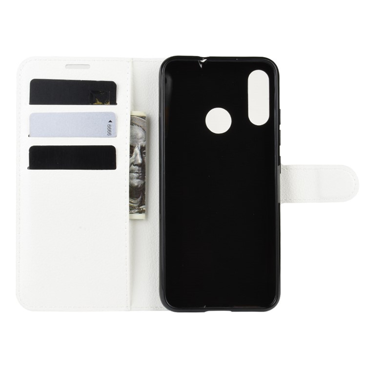 Litchi Grain Wallet Leather Phone Shell for Motorola Moto E6 Plus/E6s (2019) - White-4
