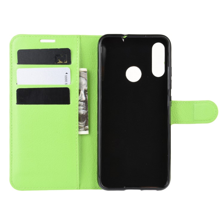Litchi Grain Wallet Leather Phone Shell for Motorola Moto E6 Plus/E6s (2019) - Green-4